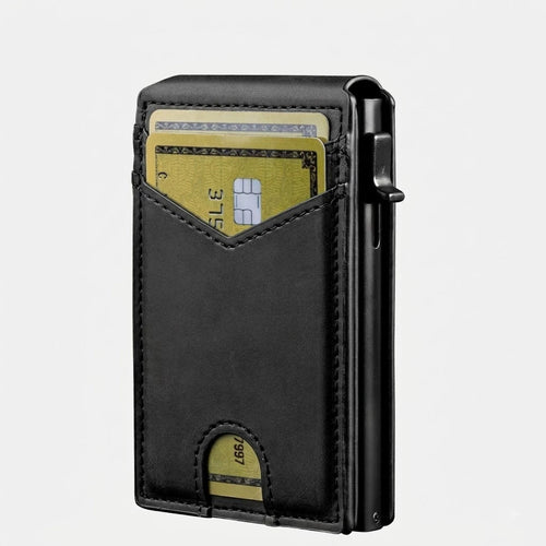 Billetera de Cuero con Cierre Magnético, Bloqueo RFID, Porta Tarjetas Pop-up y Clip para Billetes