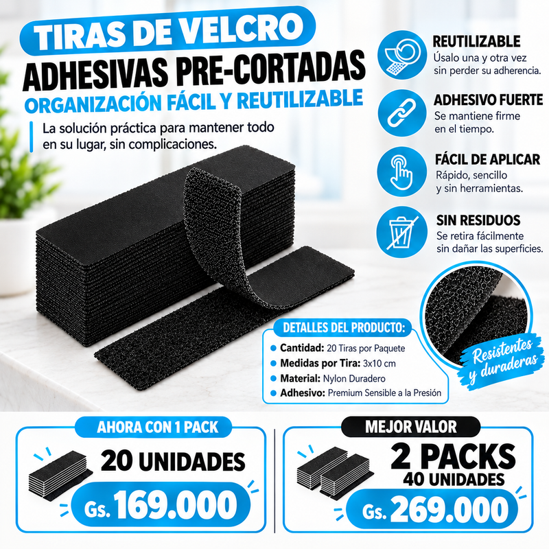 Cinta Adhesiva de Gancho y Bucle Resistente